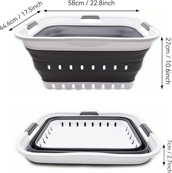 SAMMART 42L Collapsible Plastic Laundry Basket
