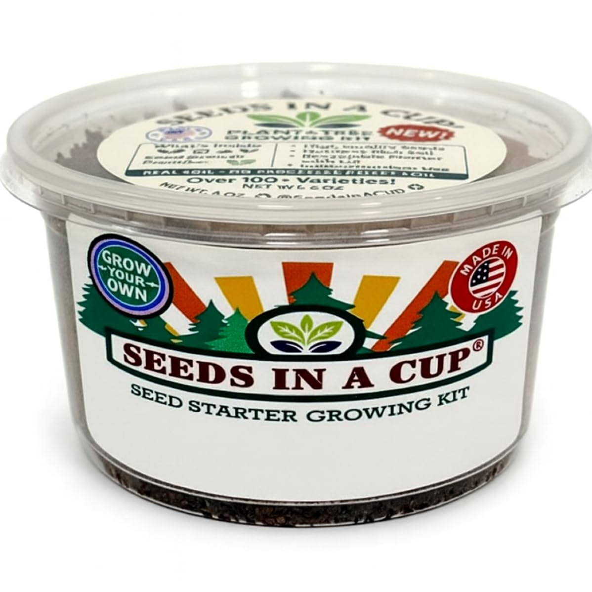English Ivy Seed Starter Kit | Seeds In A Cup® | Hand Picked Ivy Seeds, Planter with Clear Lid | Gift for Mom, Dad, Kids & You! Made in USA