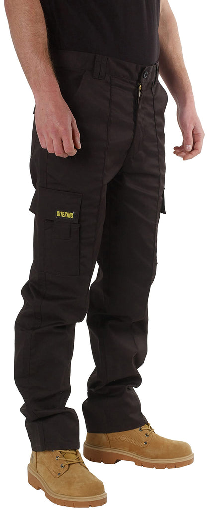 SITE KING Mens Cargo Work Trousers Black or Navy Sizes 28 to 52 (32 Waist / 31)