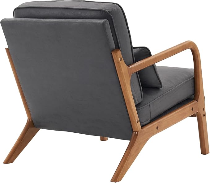 Bonnlo Microfiber Dark Grey Accent Chairs Set of 2, Upholstered Mid Century