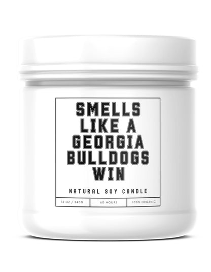 Smells Like A Georgia Bulldogs Win - Scented Soy Wax Candle (8.0 oz) 50-60 Hour Burn Time, Cotton Wick, Frosted White Glass Jar (Vanilla)
