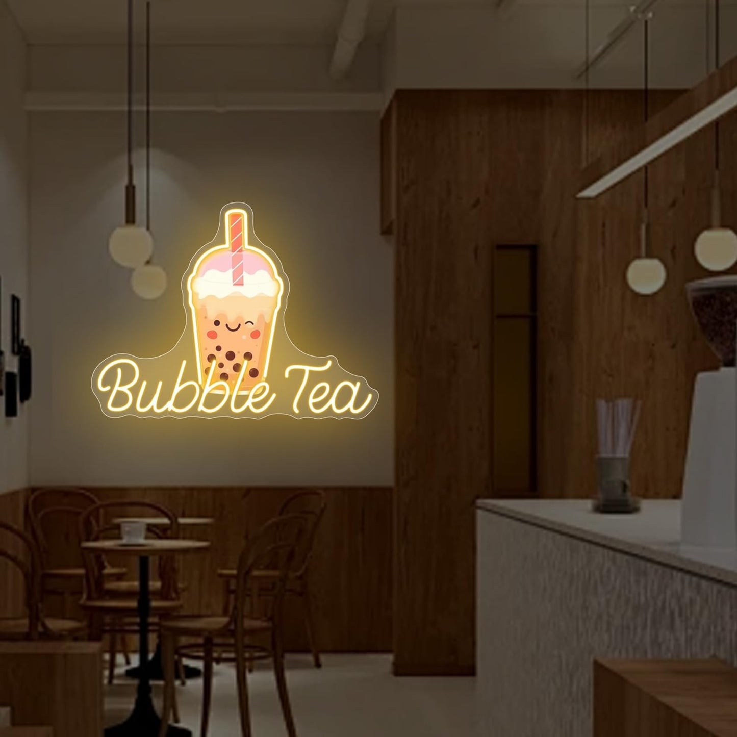 Bubble Tea Neon Sign, Boba Tea Milk Tea LED Neon Light Drinks Coffee Bar Shop Wall Decor Art Personalized Restaurant Welcome, Coffee Dessert Shop Bubble Boba Tea Party Office Bedroom,Warm white