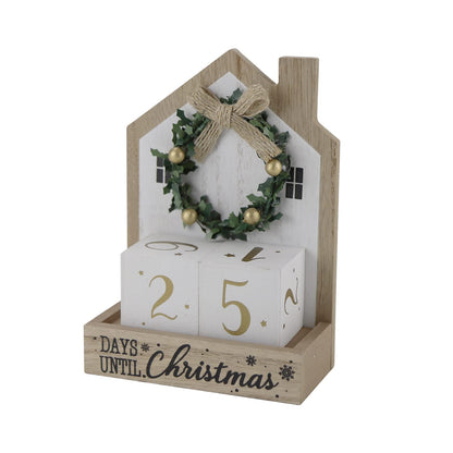 Sfozstra Christmas Wooden Countdown Advent Calendar with Bow Garland Simple Room Design Numebr Calendar to Meet the Christmas Countdown Calendar, Tabletop Calendar Decoration