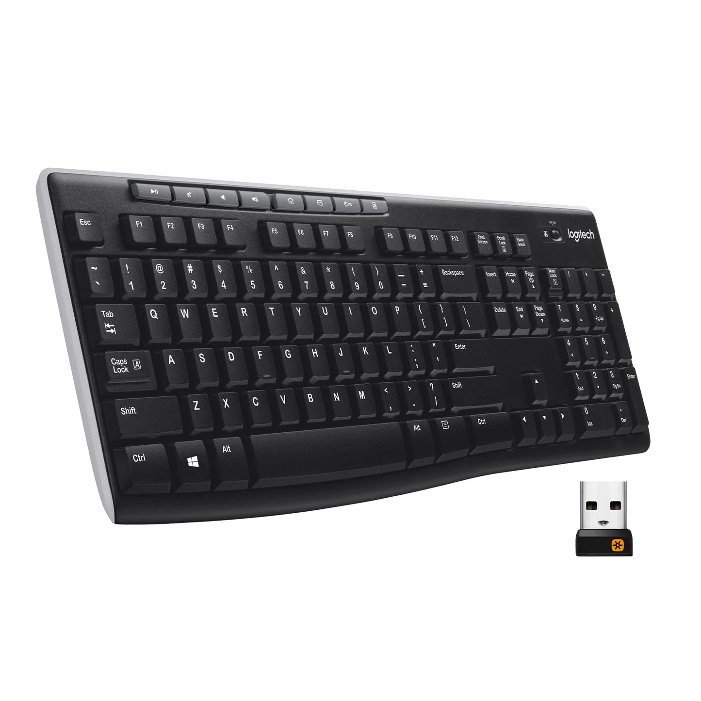 Logitech MK270 Wireless Keyboard and Mouse Combo for Windows, 2.4 GHz, 8 Multimedia Keys, PC, Laptop, Wireless Keyboard Compact Mouse Combo - Black