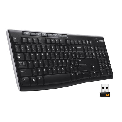 Logitech MK270 Wireless Keyboard and Mouse Combo for Windows, 2.4 GHz, 8 Multimedia Keys, PC, Laptop, Wireless Keyboard Compact Mouse Combo - Black