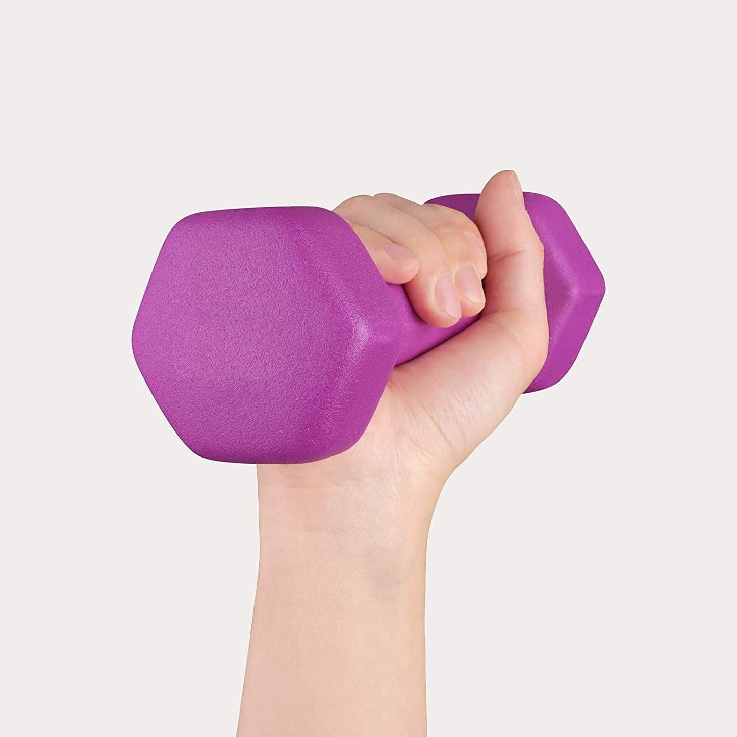 FUXION 10 lb Neoprene Dumbbell Hand Weights, Sets of 2 with Multiple Weight Options, Hexagon Non-Slip Weights for Home Gym Yoga Pilates Workout - purple