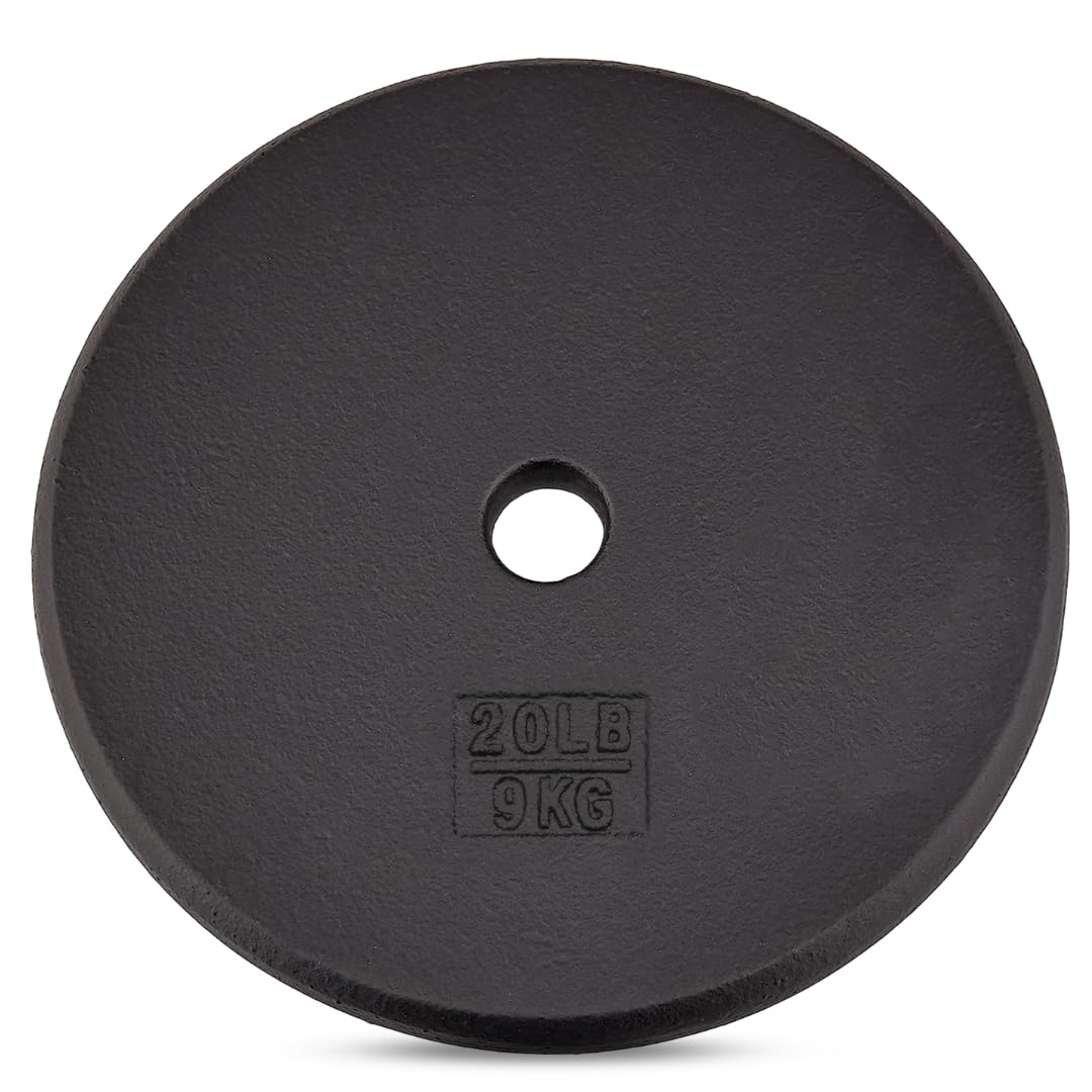 Yes4All Standard 1" Cast Iron Weight Plate - Ideal for Strength Training - Multiple Weight: 5LB to 25LB (Single & Set of 4)