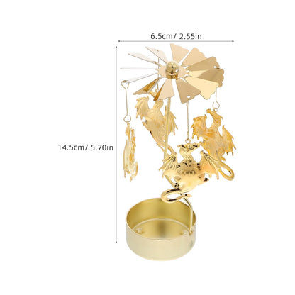 Cabilock Metal Rotary Tealight Holder: Carousel Candlestick - Heat-Activated Spinning Candle Holder Dragon Motif for Festive Occasions Romantic Ambiance
