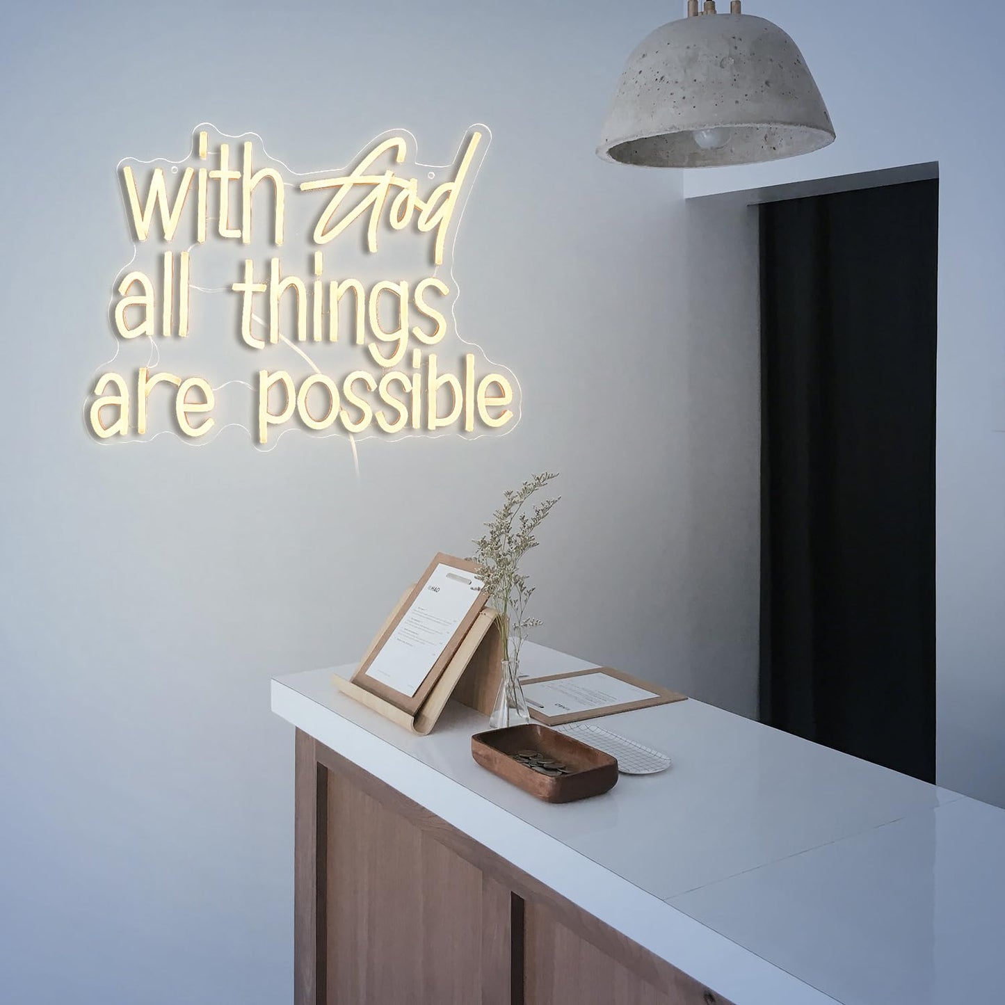 With God All Things Are Possible Neon Sign Bright Warm White God Led Neon Lights for Wall Decor Dimmable USB Powered Light up God Sign 16.9*13 Inch Neon Light Sign for Room Party Wedding Church Decor