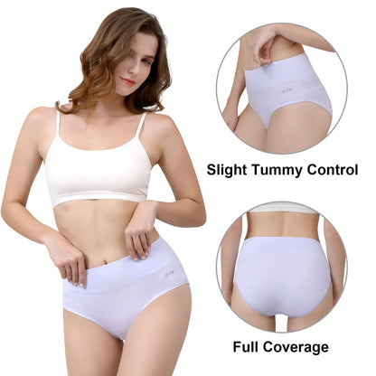 coskefy Underwear Women, High Waisted Cotton Knickers Ladies Full Briefs Soft Panties Slight Tummy Control Pants 5 Pack M