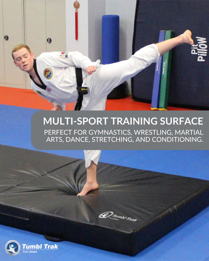 Tumbl Trak Folding Practice Mat 5ft x 10ft x 8in Royal Blue | Thick Gymnastics Crash Pad | Cushioned Landing Surface for Cheerleading, Martial Arts, Judo, Acro, Tumbling, Dance