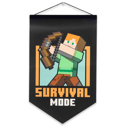 Open Road Brands Minecraft Survival Mode Hanging Canvas Banner - Fun Minecraft Wall Decor for Bedroom or Game Room