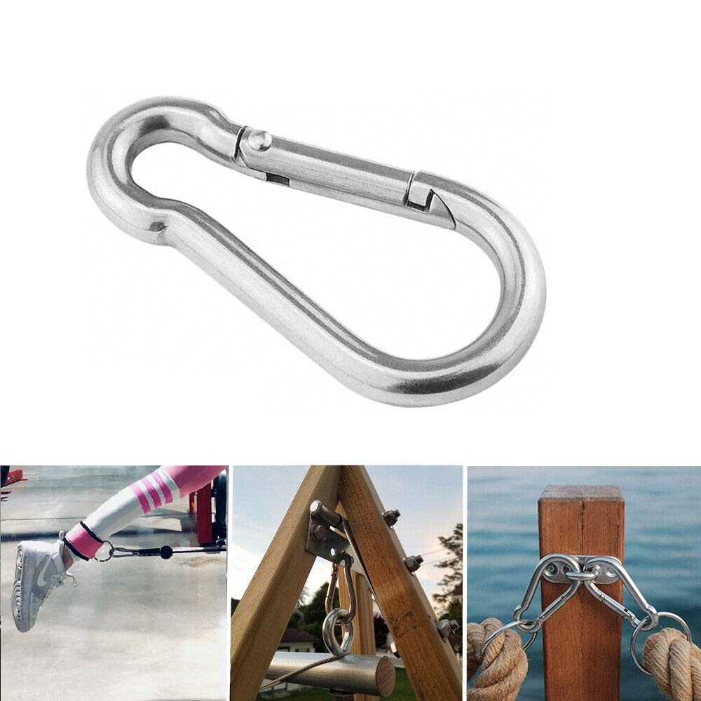 3.1 Inch M8 Steel Spring Snap Hook, Holds to 396lb/180kg (Max) for Gym,Exercise Machine, Heavy Duty Clip Keychainr, Set of 4