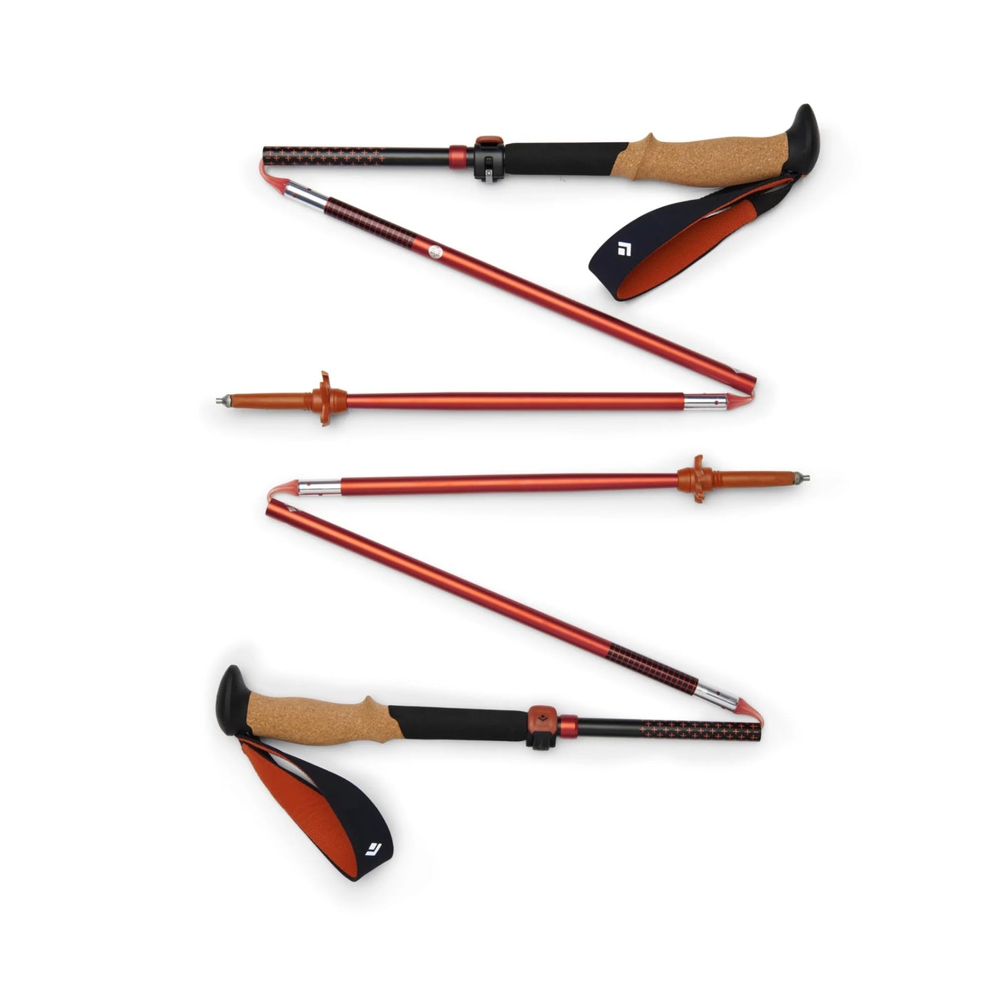 BLACK DIAMOND Pursuit FLZ Trekking Poles (Pair) | Adjustable Z-Pole Design | Natural Cork Grips | Lightweight Aluminum Hiking Poles | Black-Octane | Small/Medium