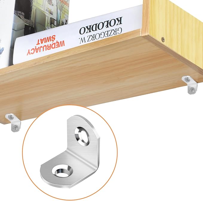 40 Pcs L Bracket Stainless Steel Corner Brace Sets, 90 Degree Right Angle