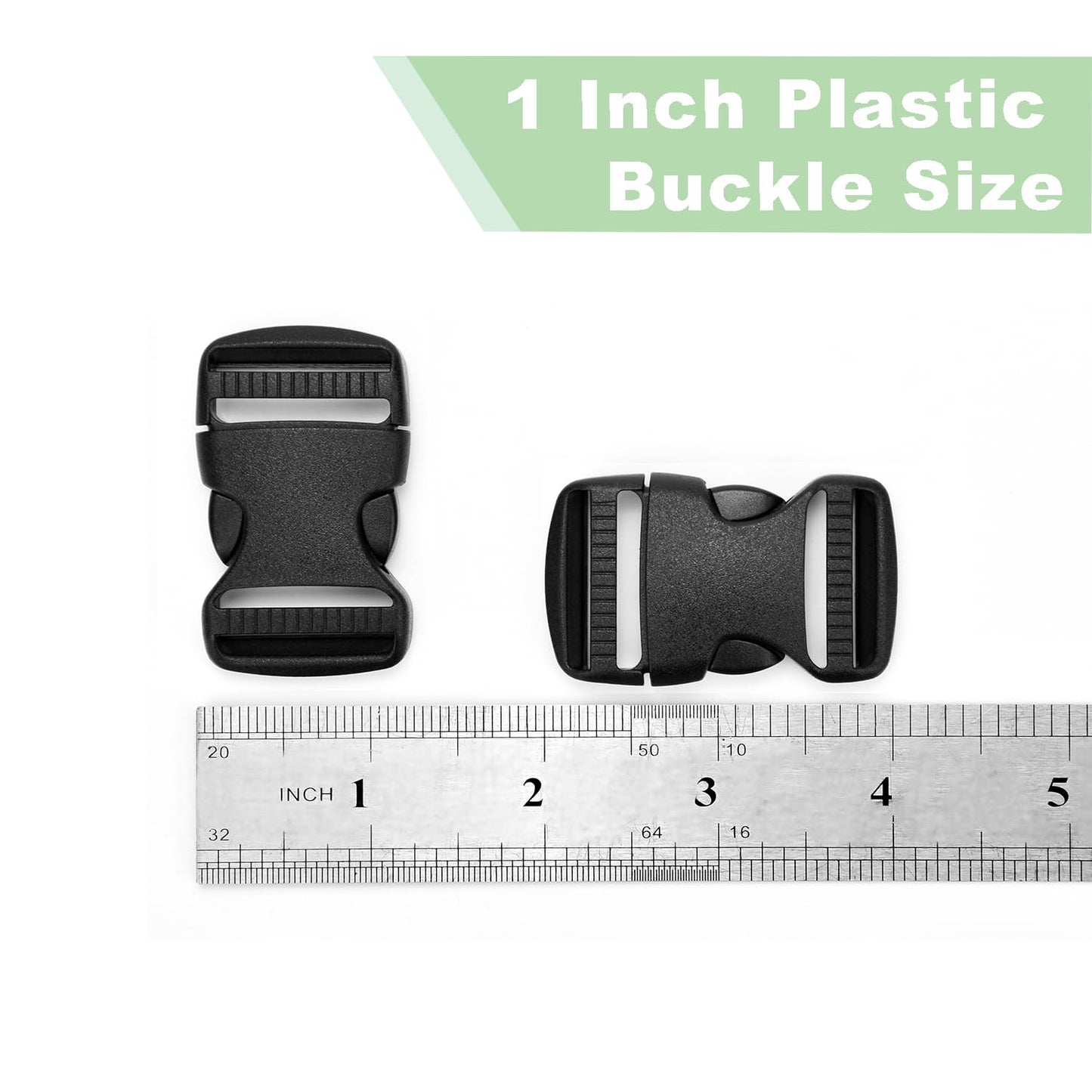 3pcs 1" Inner Dia. Plastic Buckles for Strap Replacement, Quick Side Release Buckles Outdoor Camping Backpack Clips for Dog Collar Nylon Webbing Belt Clip Dual Adjustable