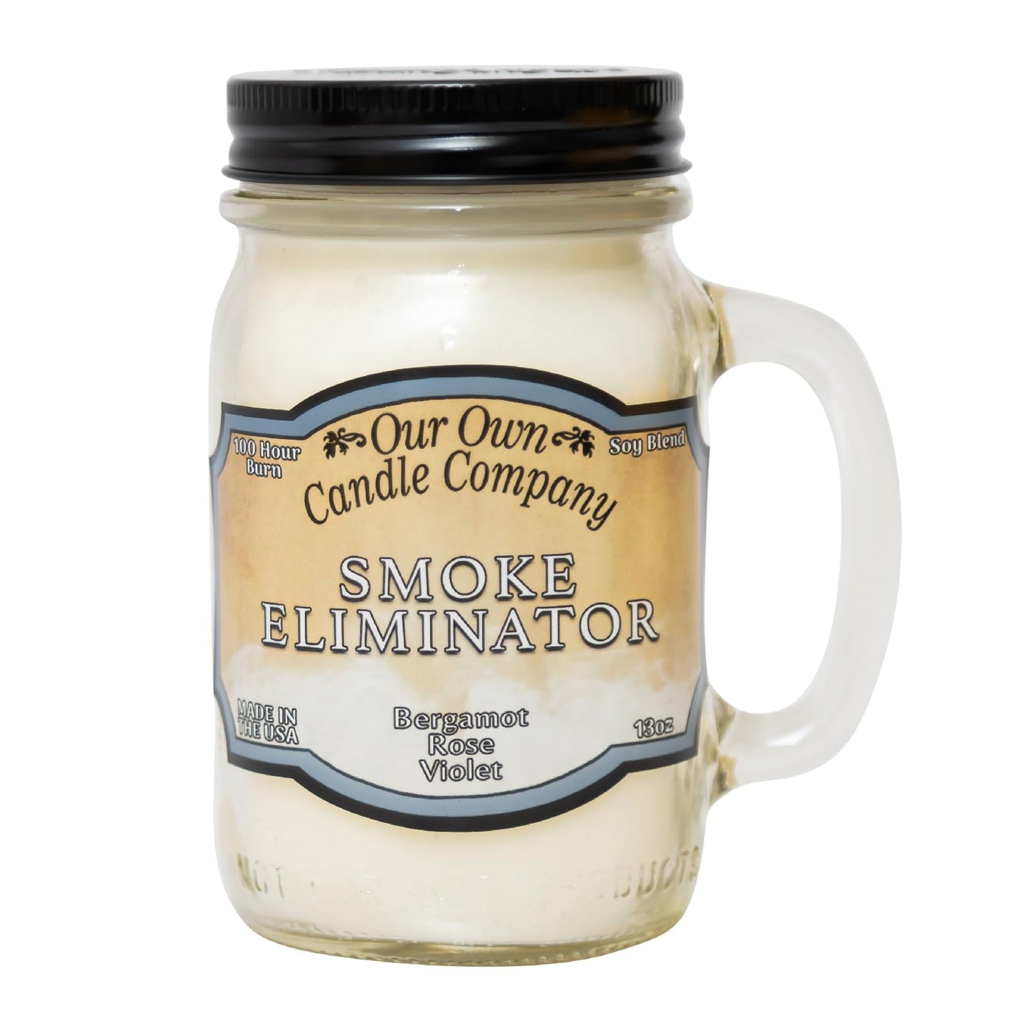 Our Own Candle Company, Smoke Eliminator Scented Mason Jar Candle, 100 Hour Burn Time - 13 Ounces