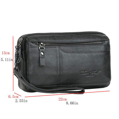 KPYWZER Leather Clutch Purse Wallet Men Wrist Bag, #00black, Business