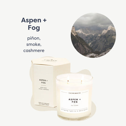 Calyan Wax Co. Aspen & Fog 2 Wick Scented Candle - 37 Hour Burn - Luxury Clean Soy Wax Candles - Long Lasting Large Glass Jar Candle for Home - 8.8oz