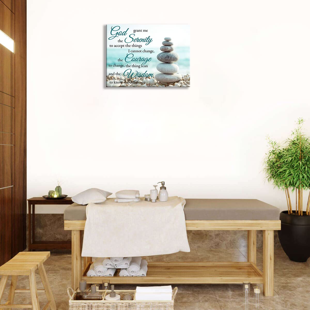 Serenity Prayer Bathroom Wall Art Beach Zen Canvas Prints Scripture Christian Pictures Beachy Office Home Decor for Bedroom Dining Living Room 16"x12"