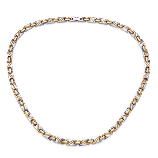 EnerMagiX Titanium Gold & Silver Gradient Magnetic Necklace for Men & Women, Fashion Jewelry