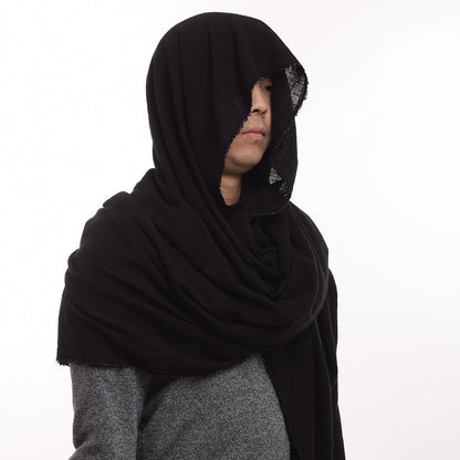 GRACEART Post Apocalyptic Shawl Shaman Cowl With Brooch Pin (Black)(Size: One size)
