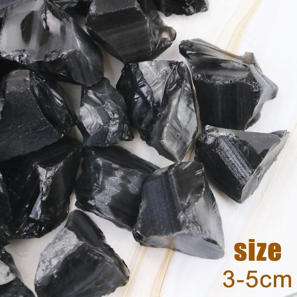 Fireboomoon 2lb/950g Rough Natural Black Obsidian Stones Raw Gemstone Crystal Rock for Cabbing,Tumbling,Cutting,Polishing,Lapidary,Wire Wrapping,Healing Reiki,Jewelry Making,Home Decoration(Black)