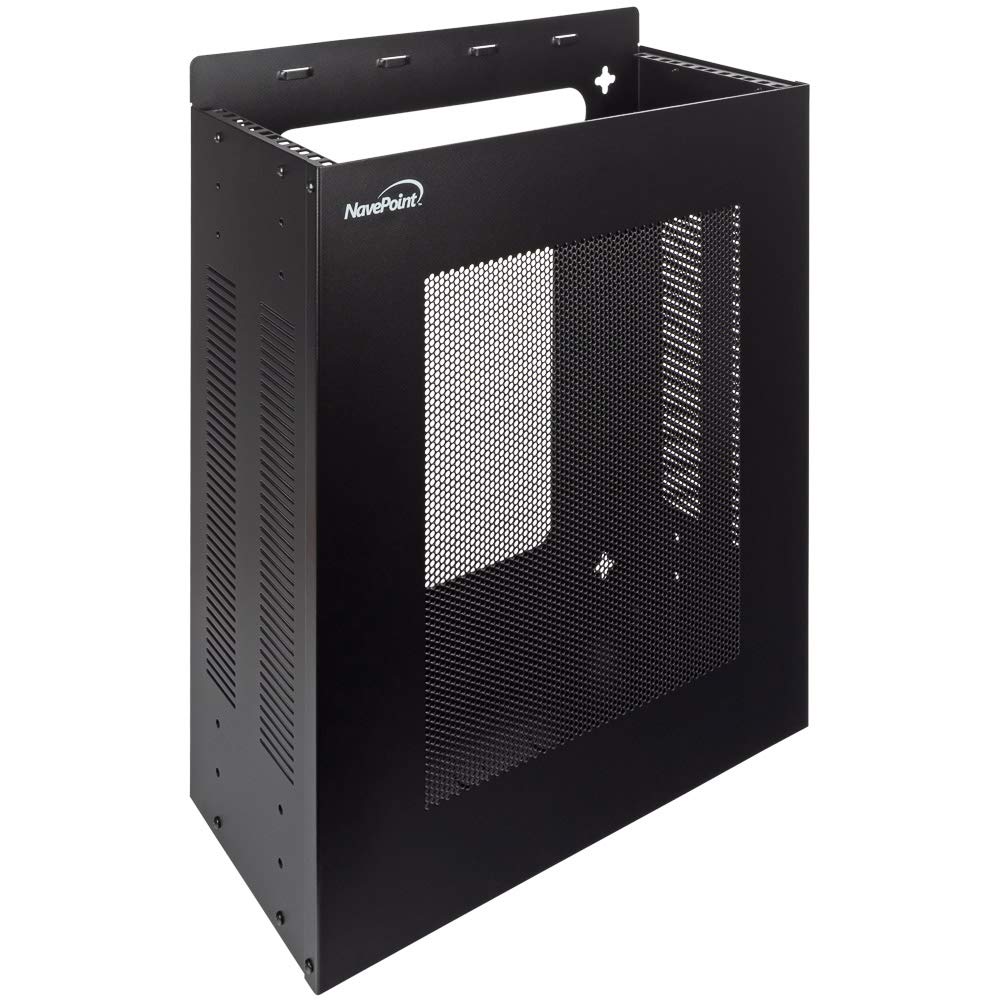 NavePoint 4U Server Rack, Vertical/Horizontal Wall Mountable Rack with Vented Enclosure for 19" IT Equipment, Cable Modems, Telecom, A/V