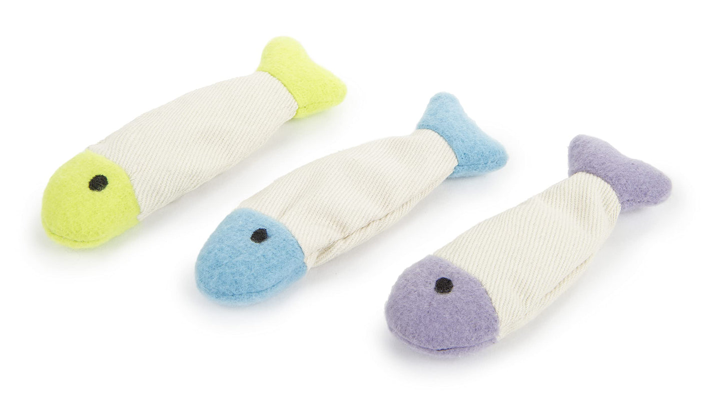 SmartyKat (9 Count Fish Flop Crinkle Catnip Cat Toys - Multi Color, 9 Count