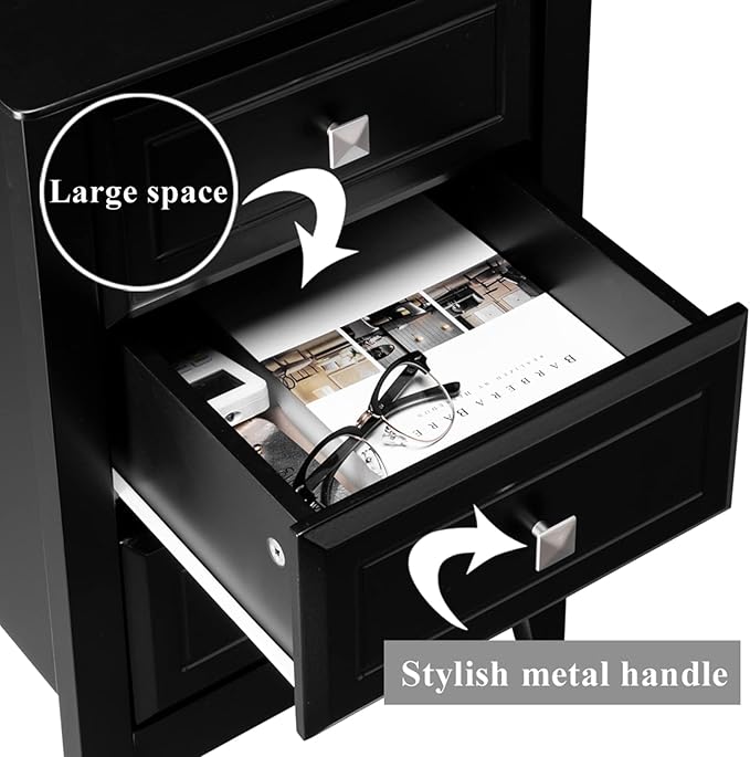 Bonnlo Upgraded 3 Drawers Night Stands