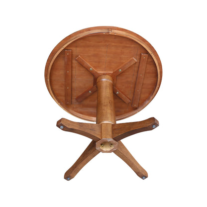 IC INTERNATIONAL CONCEPTS 36" Solid Wood Round Top Pedestal Table in Distressed Oak - 29.9" Height