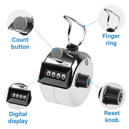 SDARMING Tally Counter, 4-Digit Clicker Counter, Metal Hand Tally Counters Clicker Pitch Counter for Counting, Knitting, Coaching, Golf, Lap, Fishing