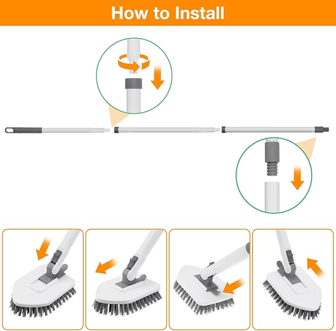 4 in 1 Shower Scrubber Cleaning Brush, Tub and Tile Scrubber