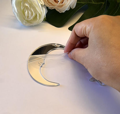 Set of 20 Crescent Moon and Star,Christmas Moon and Star Hanging Ornament for Window &Christmas Tree Decoration (Siver Mirror)