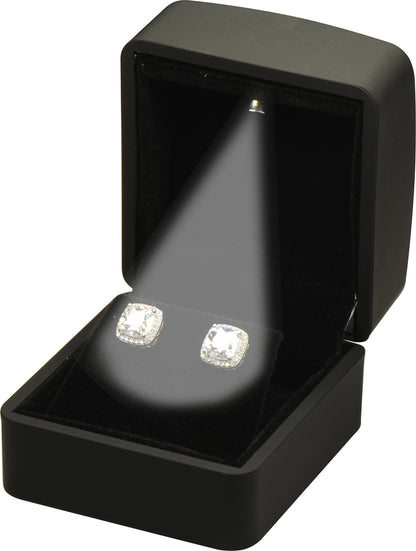 LAODA LED Earring Jewelry Gift Box for Wedding, Proposal, Birthday...Luxury LED Diamond Stud Earring Jewelry Gift Box with Light for Women for Men (Black Earring Box)