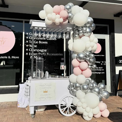 Pink White Silver Balloons Arch Kit, 162pcs Winter Wonderland Garland with Pastel Pink White Metallic Silver and Confetti Balloons for Wedding Princess Snowflake Theme Birthday Party Decorations