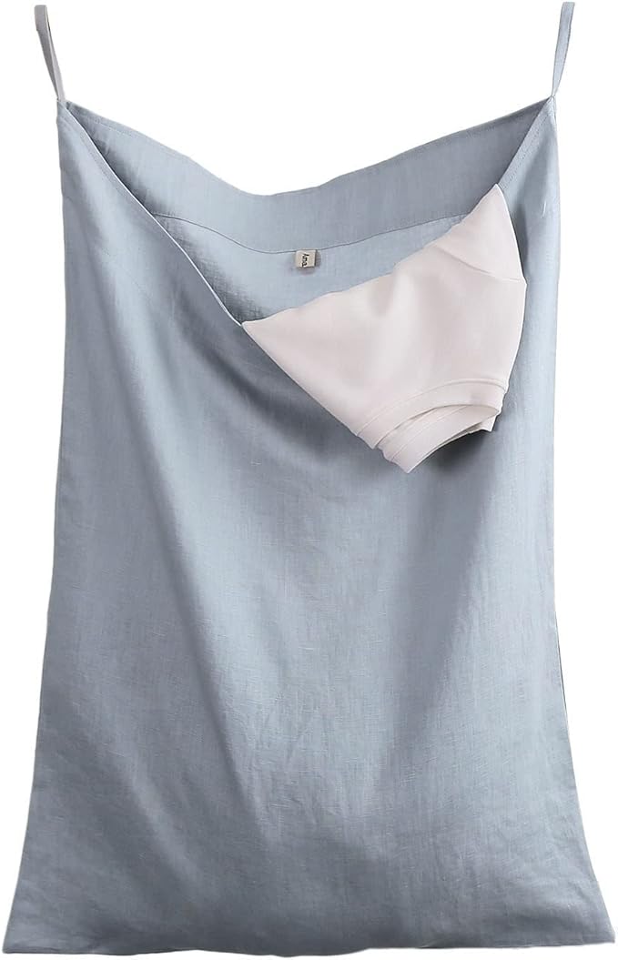 Amazhiyu Pure Linen Over The Door Laundry Hanging Hamper Bag