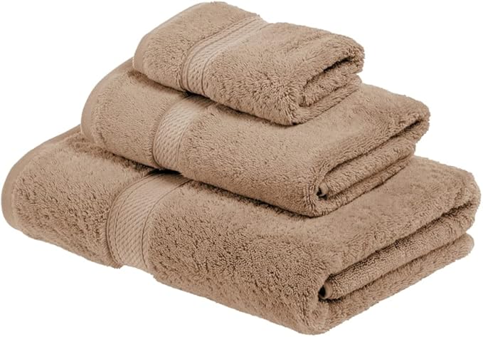 SUPERIOR Egyptian Cotton Pile 3 Piece Towel Set, Includes 1 Bath, 1 Hand