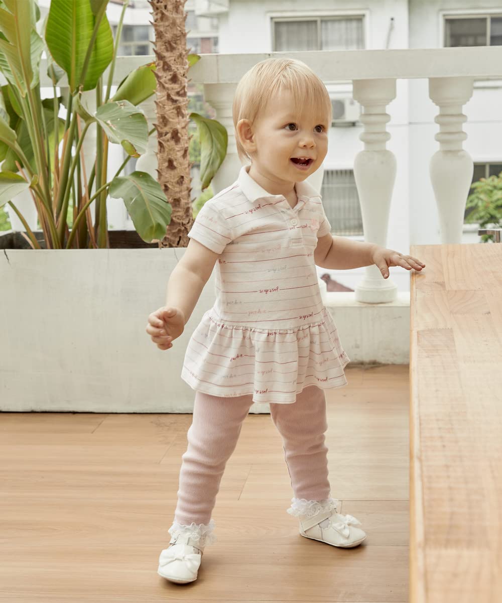 LACOFIA Infant Baby Girls T-Bar Anti-Slip Bowknot Princess Christening Shoes, A White, 6-12 Months