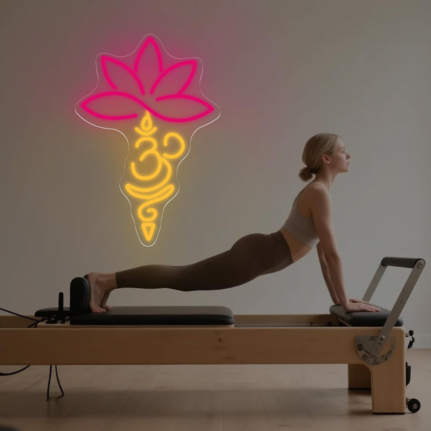 Lotus and OM Neon Sign, Dimmable USB LED Light for Yoga Studio, Meditation Room & Spiritual Wall Decor