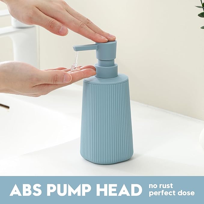 Small Soap Dispenser for Bathroom and Kitchen, Modern Farmhouse Striped Style