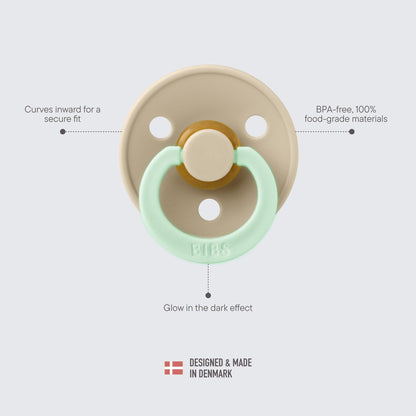 Bibs Pacifiers | Natural Rubber Baby Pacifier | Set of 2 BPA-Free Soothers | Made in Denmark | Sage Night/Cloud Night | Size 6-18 Months