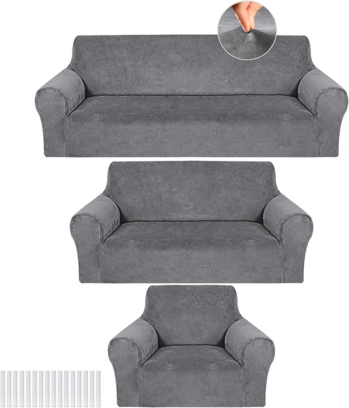 Peryiter 3 Pcs Couch and Loveseat Covers Set Sofa Cover