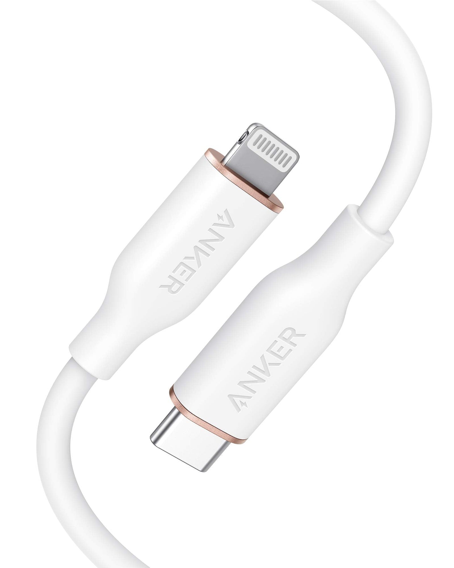Anker USB C to Lightning Cable, MFi Certified Powerline III Flow Silicone Charging Cable for iPhone 13 13 Pro (Cloud White, 6ft)