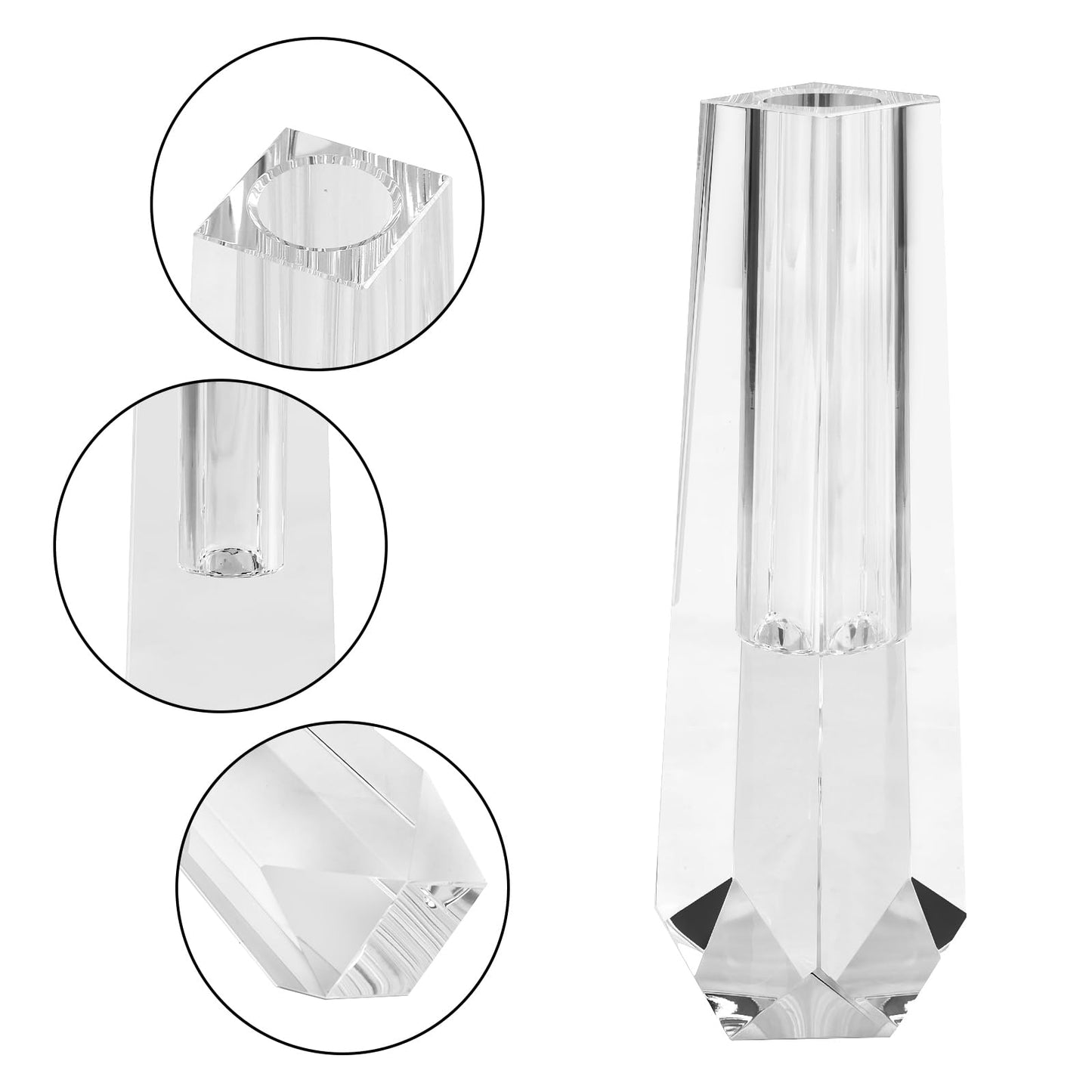 Kitcom Crystal Bud Vase 8.3IN, Elegant Floral Display Tabletop for Home & Weddings, Comes with Gift Box