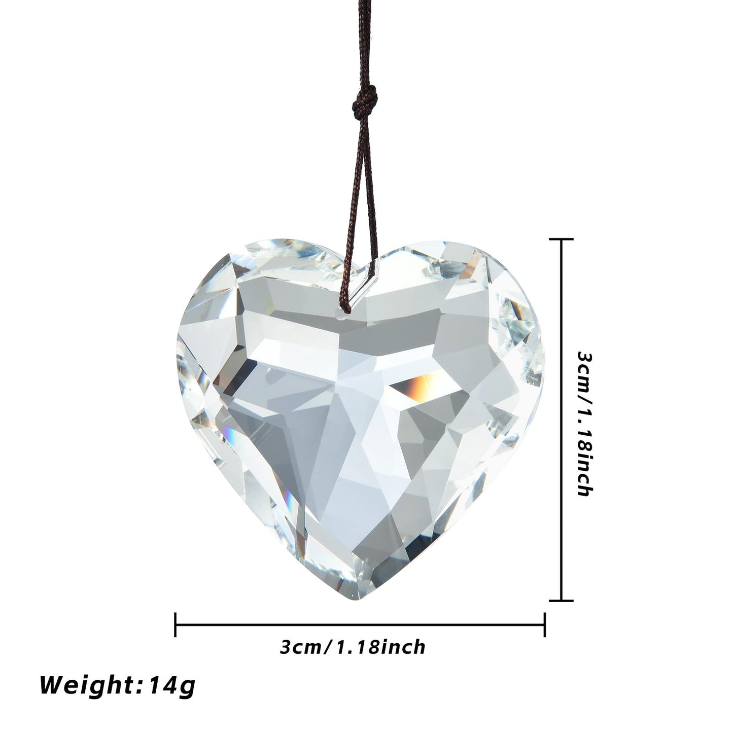 10 Pcs Heart-Shaped 30mm Crystal Ball Prism, Heart Crystal Prism Suncatcher