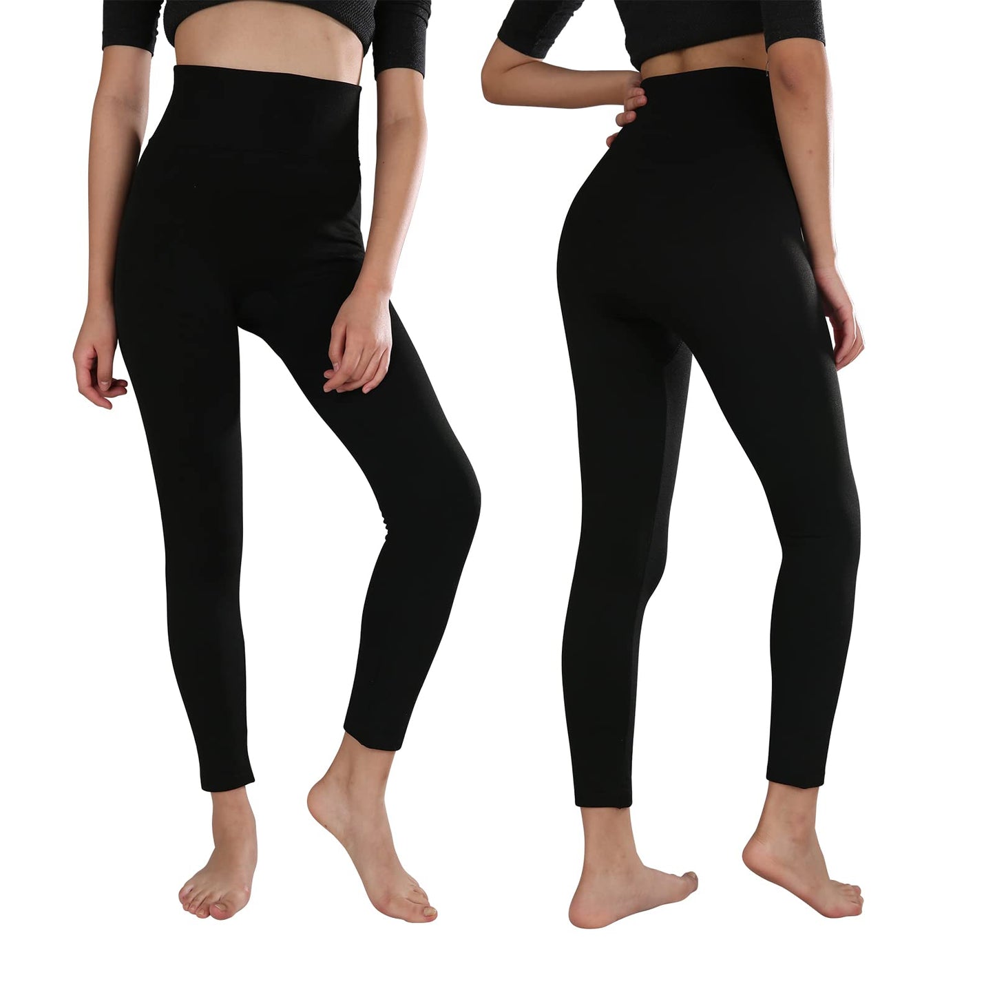 TRIUNION 3 Pack Fleece Lined Leggings Women High Waisted Thermal Winter Yoga Pants for Women Warm Running Workout Leggings