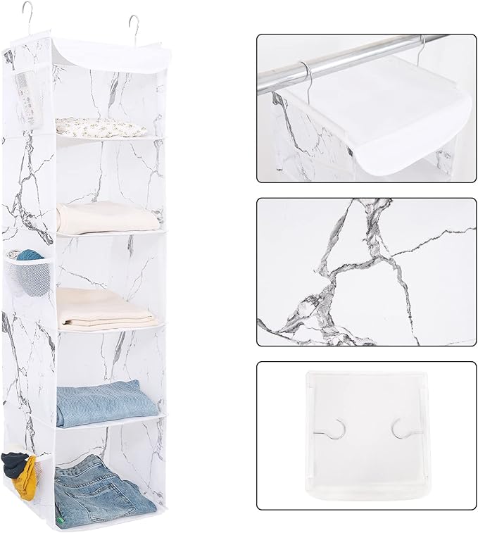 5 Shelves Hanging Closet Organizer, 2 Pack Hanging Storage