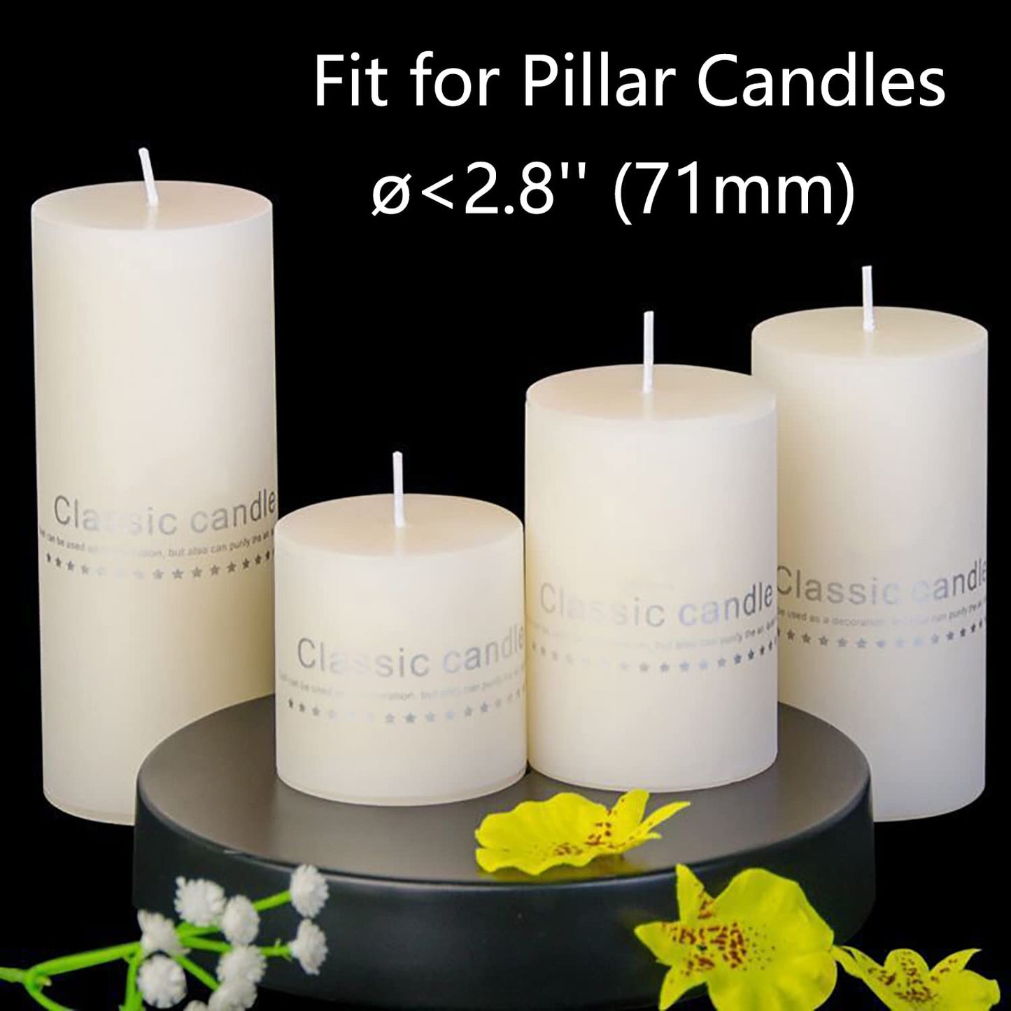 Fuhengli Pillar Candle Holders Stands Set of 2, Candle Holders for Pillar Candles Decorative Candlestick Holder for Fireplace, Home Decor, Dinning, Party, Wedding, Matte Black, 6.2" & 8.7"