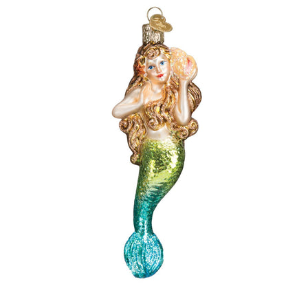 Old World Christmas Mermaid Glass Blown Ornament for Christmas Tree, Handcrafted Holiday Decoration, Fantasy Collection